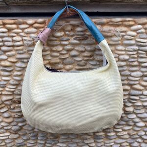Ebarrito Light Yellow/Cream/White/Multicolor Hobo Leather Bag Made in Italy EUC!